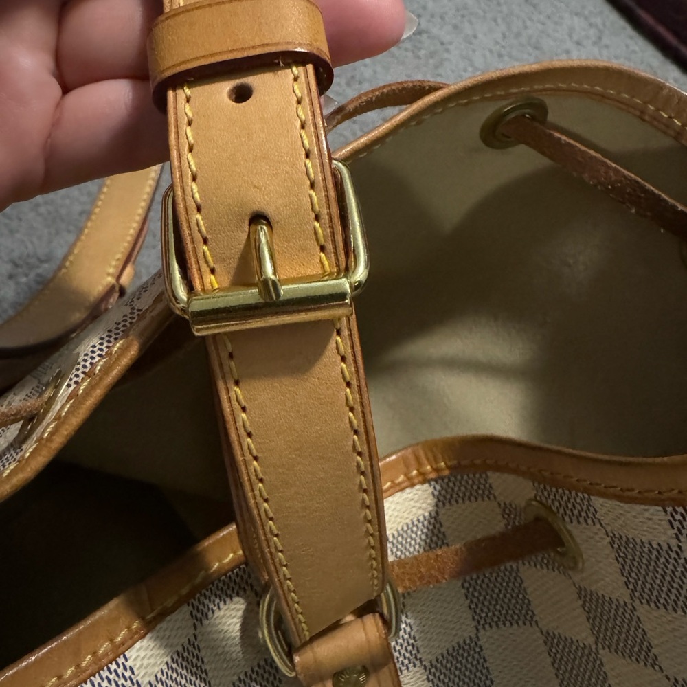 Louis Vuitton Damier Azur Beige Canvas and Brown Leather Shoulder Bag - Picture 14 of 16